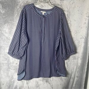 Woman Within Navy Patterned Blouse